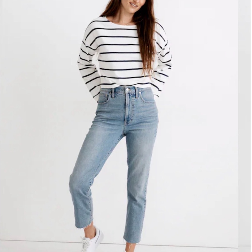 Madewell Women’s Perfect Vintage Jean, light wash raw hem